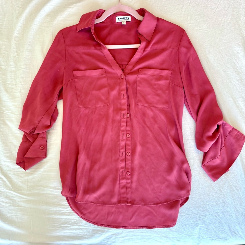 💕 Express Portofino Shirt – Coral/Rose Pink – Size S